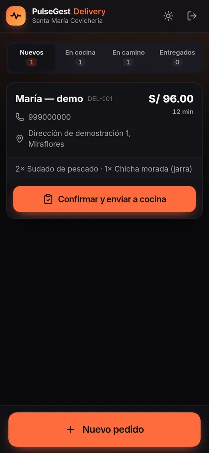 App de delivery en el celular